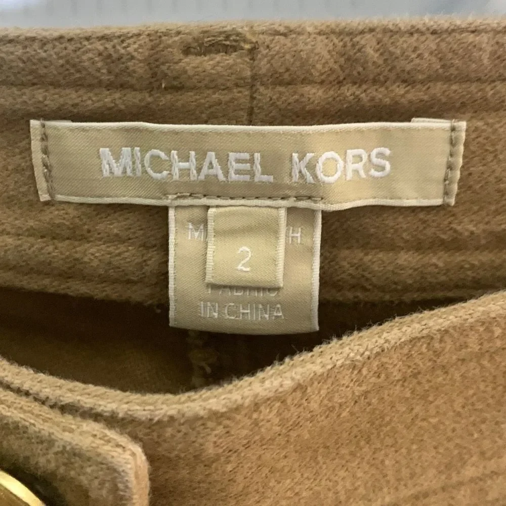 Michael Kors Soft Brushed Ankle Skinny Zipper Cargo Pants In Fawn Size 2